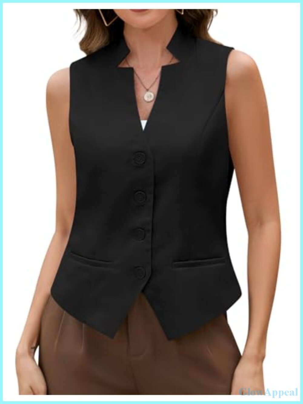 Cropped Sleeveless Suit Vest Top Fully Lined Button Down Waistcoat